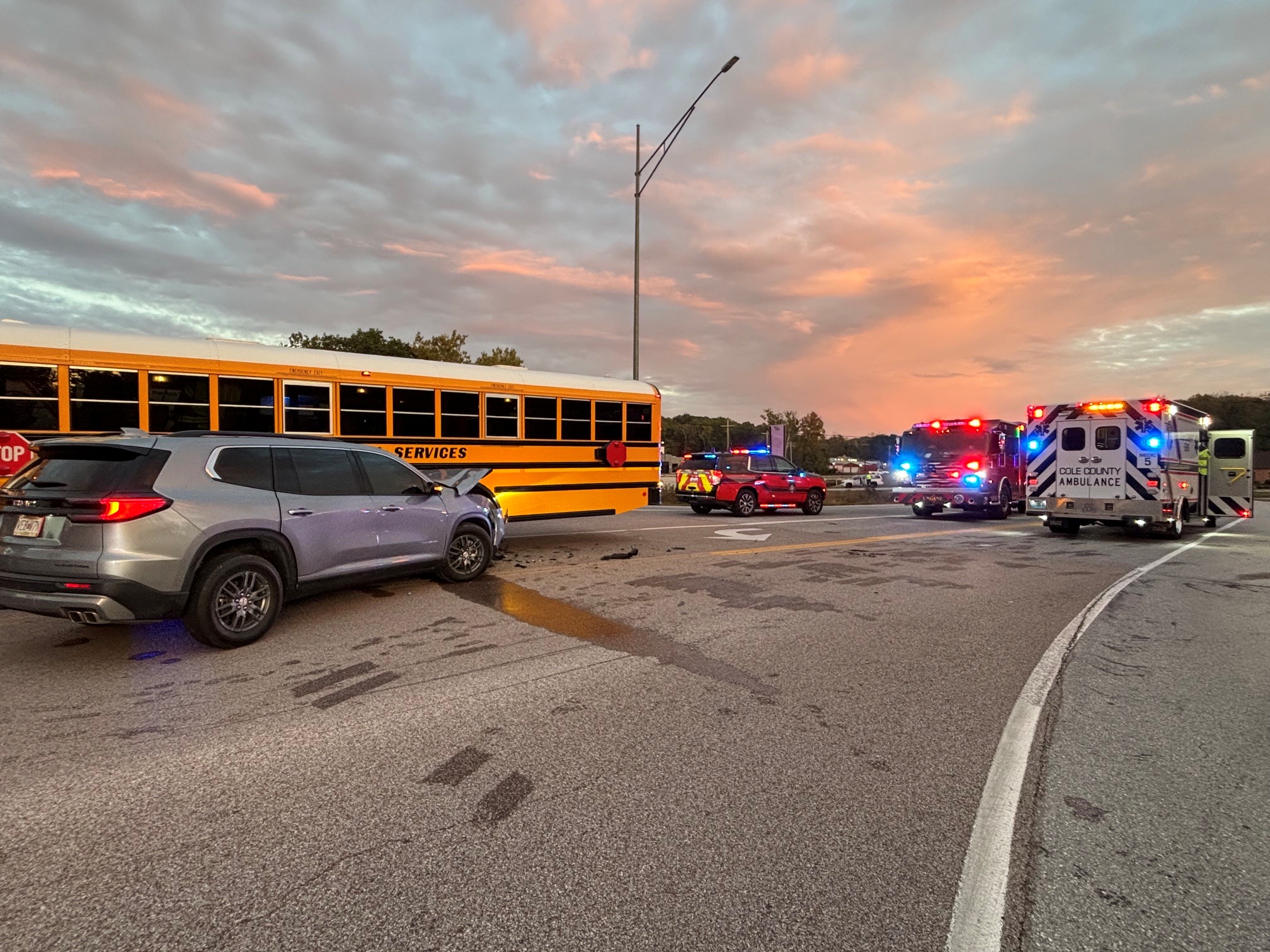 First responders work at a crash site at Route B and Tanner Bridge Road near Jefferson City on Wednesday, Oct. 21, 2026.