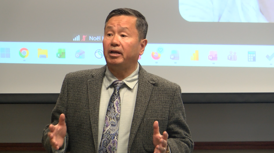UM System President Mun Choi speaks during an Oct. 22 faculty council meting